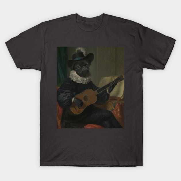 Oil Painting Musician Dog Portrait T-Shirt by Mrkedi